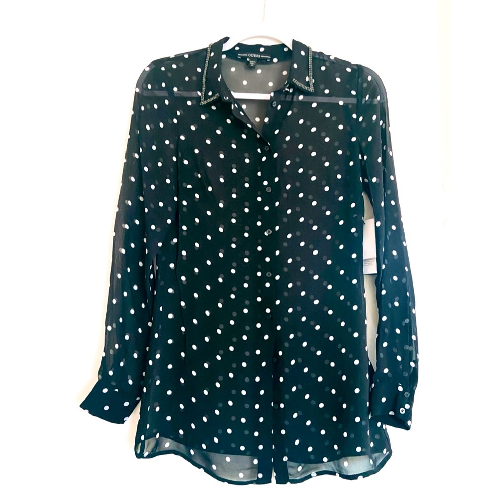 Guess Polka Dot Mesh Blouse 😍💖